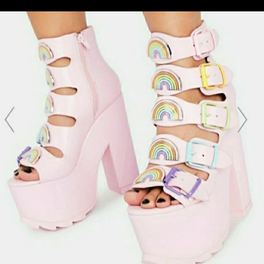 YRU Dreamscape Rainbow Platform Heels
